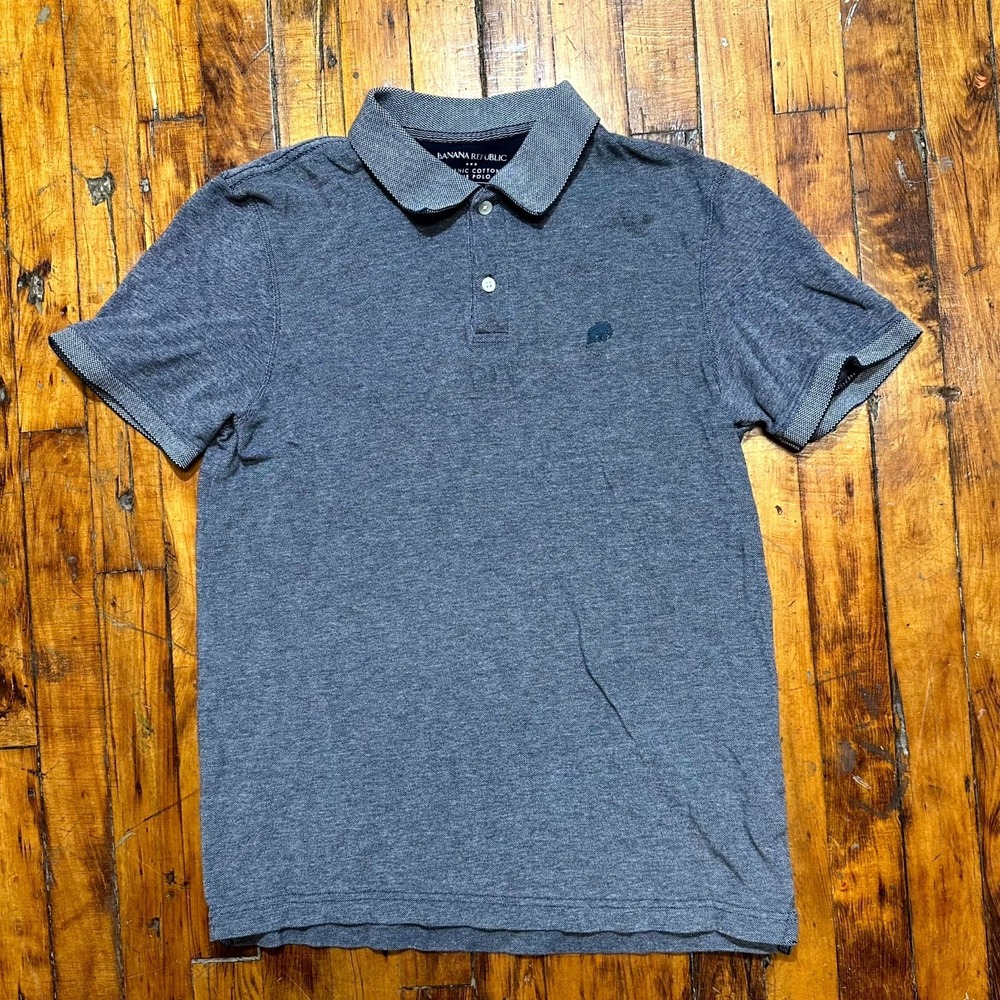 Banana Republic Polo Shirt Men's Medium Dark Gray Short Sleeve Golf Performance